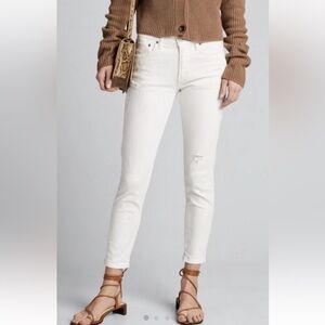 Moussy Vintage Women’s Velma Skinny White Jeans Sz 26 Distressed Stretch